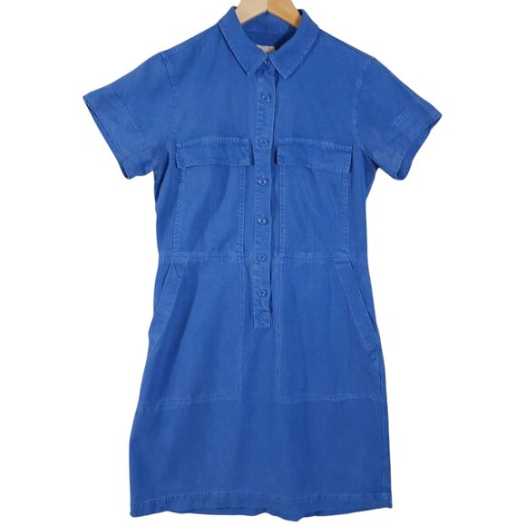 J. Crew Dresses & Skirts - J. Crew Preppy Cobalt Blue, Short Sleeve Dress, Size 4, 3/4 Button Down, Pockets